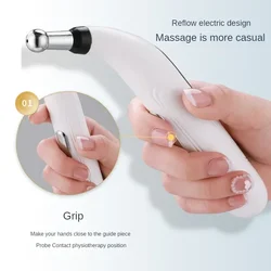 Electronic Massage Pen Adjustable Massage Stick can be Used for Hands Feet and Backs with 5 Heads White