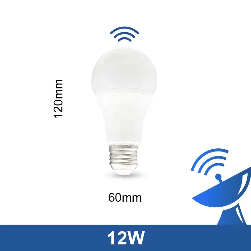 LED E27 Radar Sensitive Light Bulb 85-265V Energy Saving Smart Detection Motion Sensor Light 12W Lampada LED