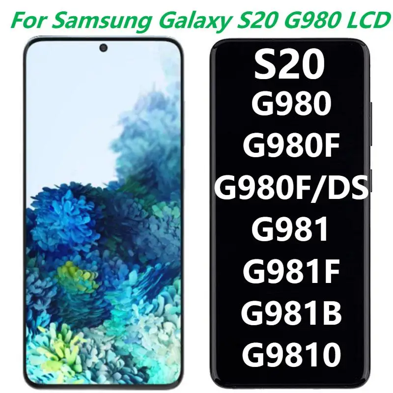 Оригинальный 6,2 ЖК-дисплей для Samsung Galaxy S20 с рамкой SM-G980 G980F G980F/DS, дигитайзер сенсорного экрана, запасные части