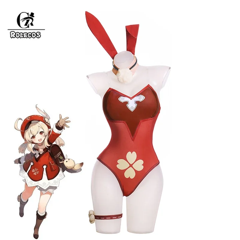 

ROLECOS Christmas Bunny Girl Klee Cosplay Costume Genshin Impact Klee Bunny Costume Sexy Women Jumpsuit Klee Uniform Full Set