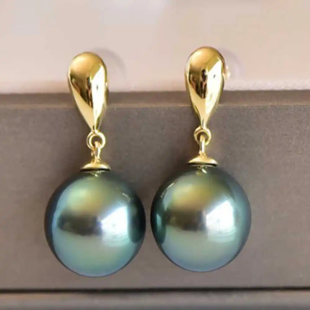 

Highlights 16MM Peacock Blue Shell Pearl Earrings 18K Wedding Crystal Ear Women Jewelry Meisje Dangling Beaded