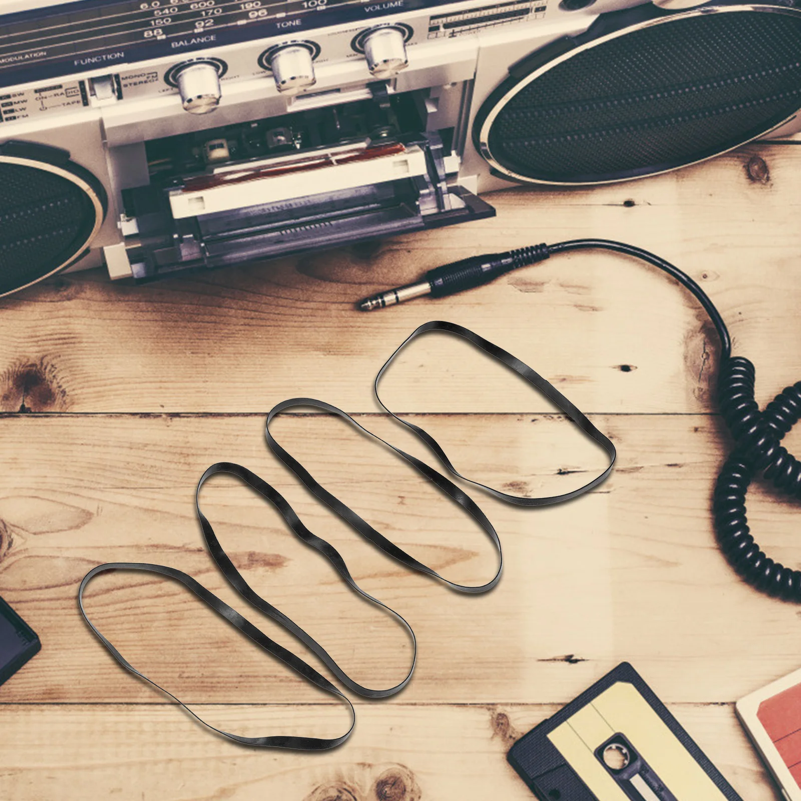 40 قطعة حزام مطاطي مسطح للمسجل الدقة تناسب آلة شريط الكاسيت استبدال حزام محرك مربع مشترك للاستخدام المنزلي والمكتب