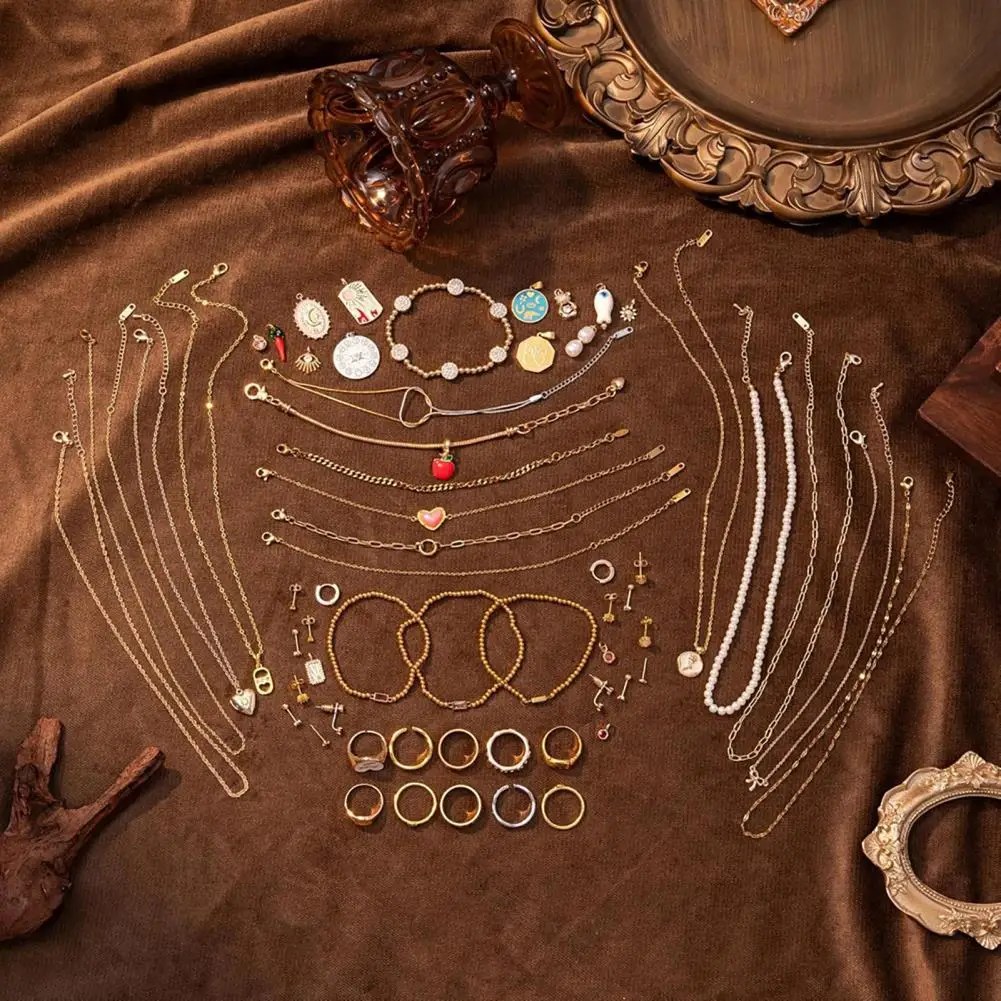 Schmuck-Geschenkset im Glas, Gemischtes Vintage-Schmuckset für Frauen, Überraschungs-Mix-Set mit Halsketten und Ohrringen