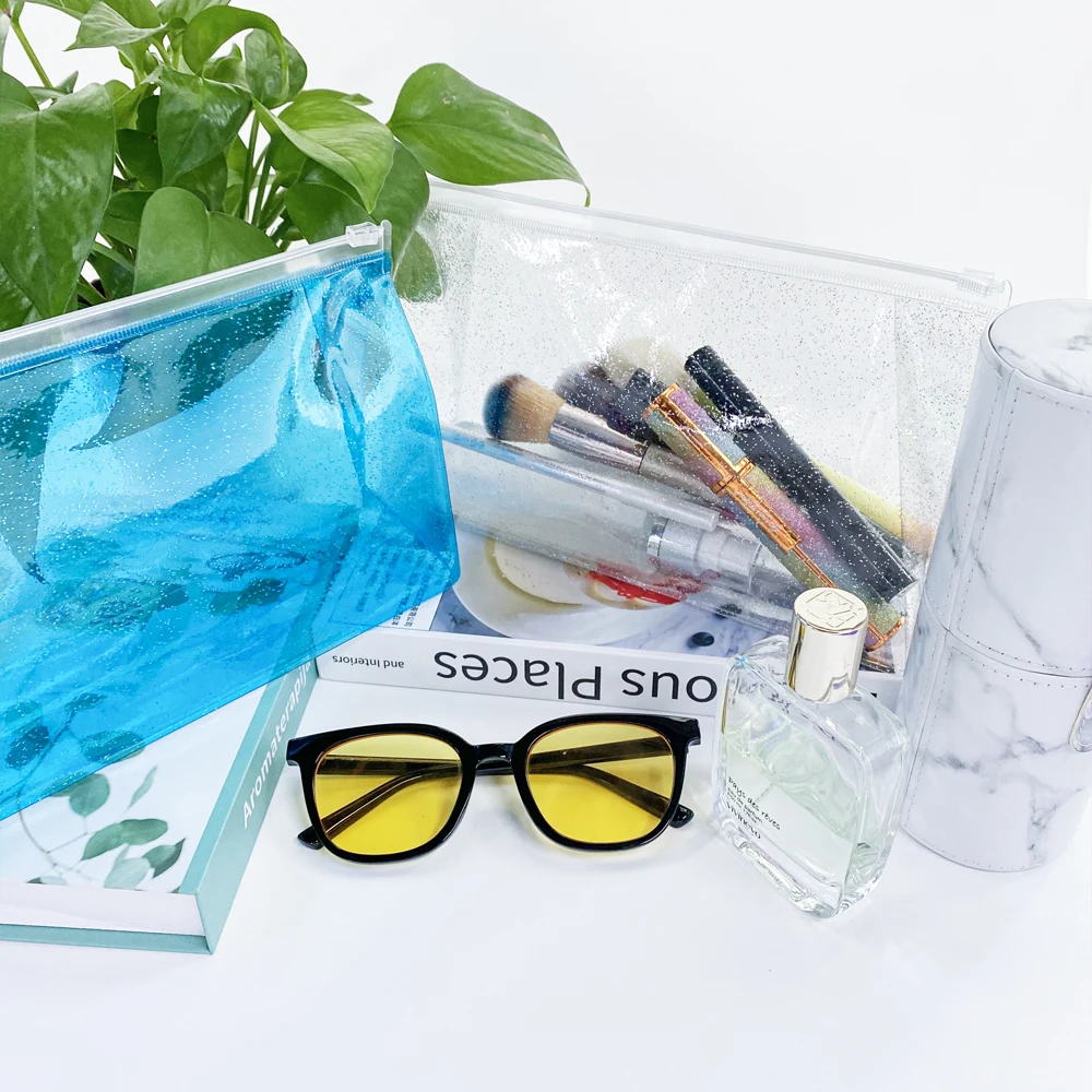 Clear Makeup Bags PVC Portable Color Makeup Bags Waterproof Travel Cosmetic Bag Women Makeup Organizer Bag Pencil Case Bags