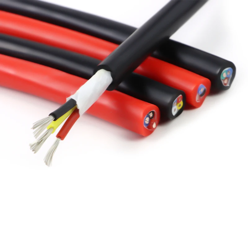 Red Black Flexible Silicone Rubber Wire 2 3 4 6Cores Square 0.3 0.5 0.75 1 1.5 2 2.5 4 6mm High Temperature Power Copper Cable