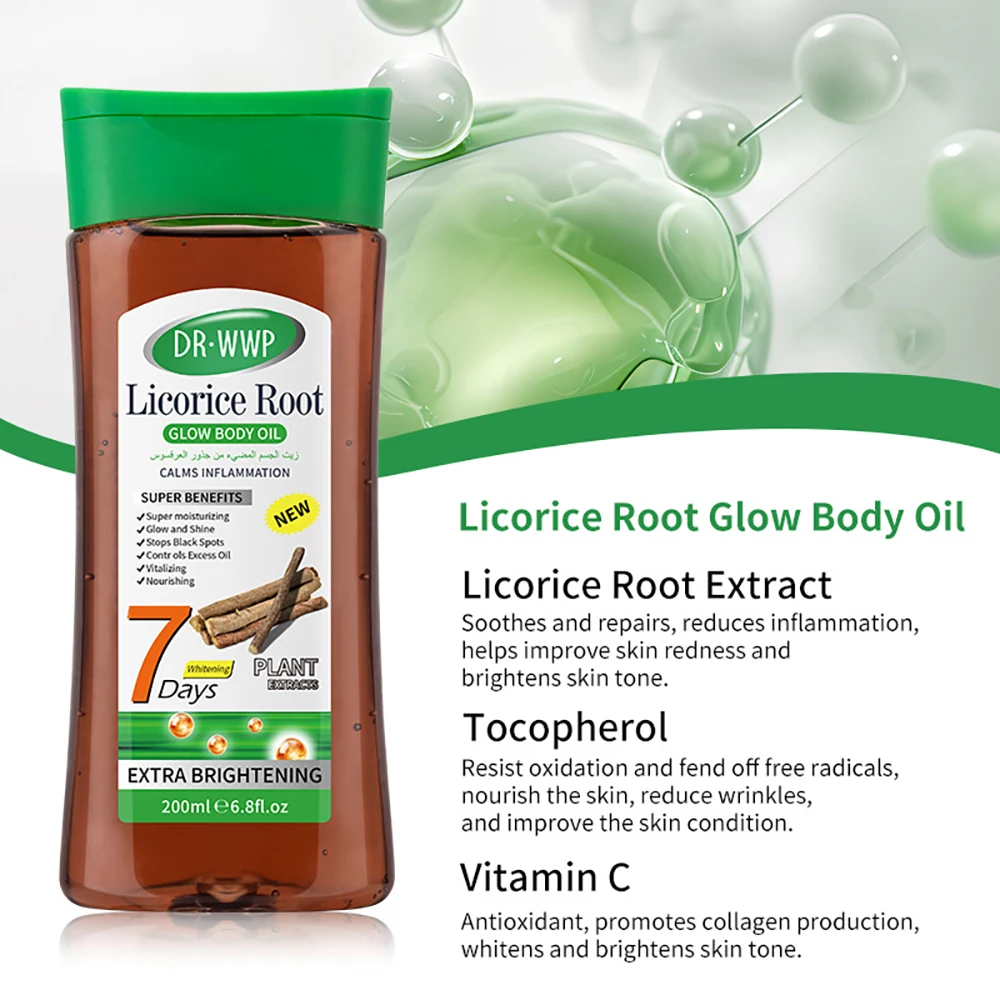 عرق السوس الجذر تدليك الجسم زيت طبيعي مرطب الوجه مغذي الجلد كامل الجسم سبا فيتامين E B3 كشط زيت هلام الجسم