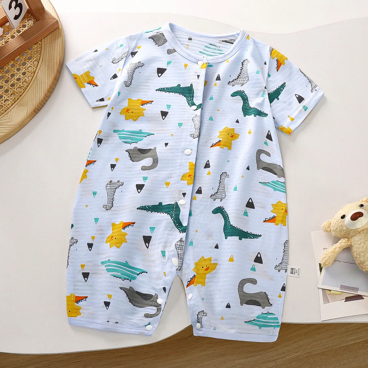 Summer Baby Onesie Pure Cotton New Style Romper Newborn Baby Short Sleeve Thin Open Crotch Crawling Clothes Children\'s Clothing