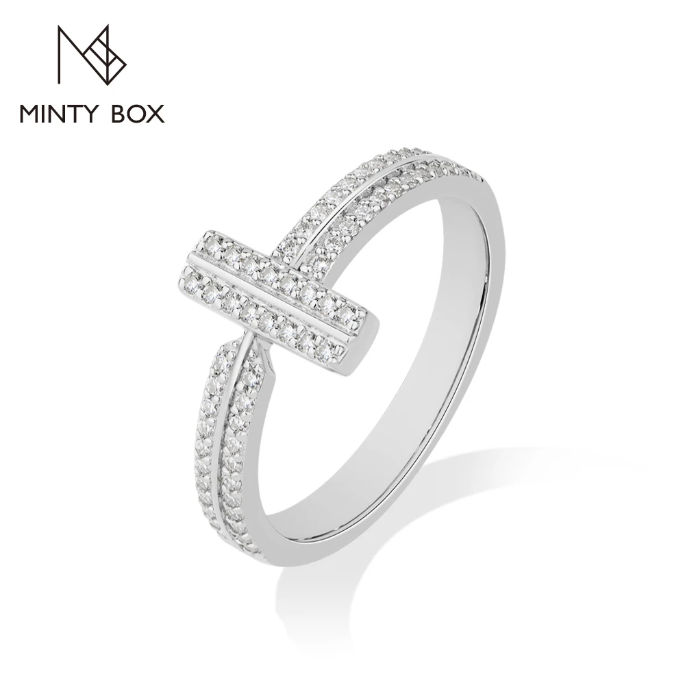 MINTYBOX Luxury Cross Women Moissanite Ring Inlaid Shine 925 Sterling Silver Finger Jewelry Anniversary Girl Engagement Gift