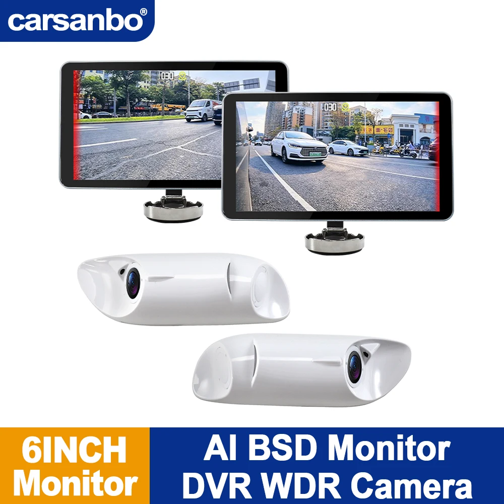 

Carsanbo 6 Inch Touch Screen AI BSD Blind Spot Alarm Monitor 1080P WDR Side View Camera System With Loop Recording