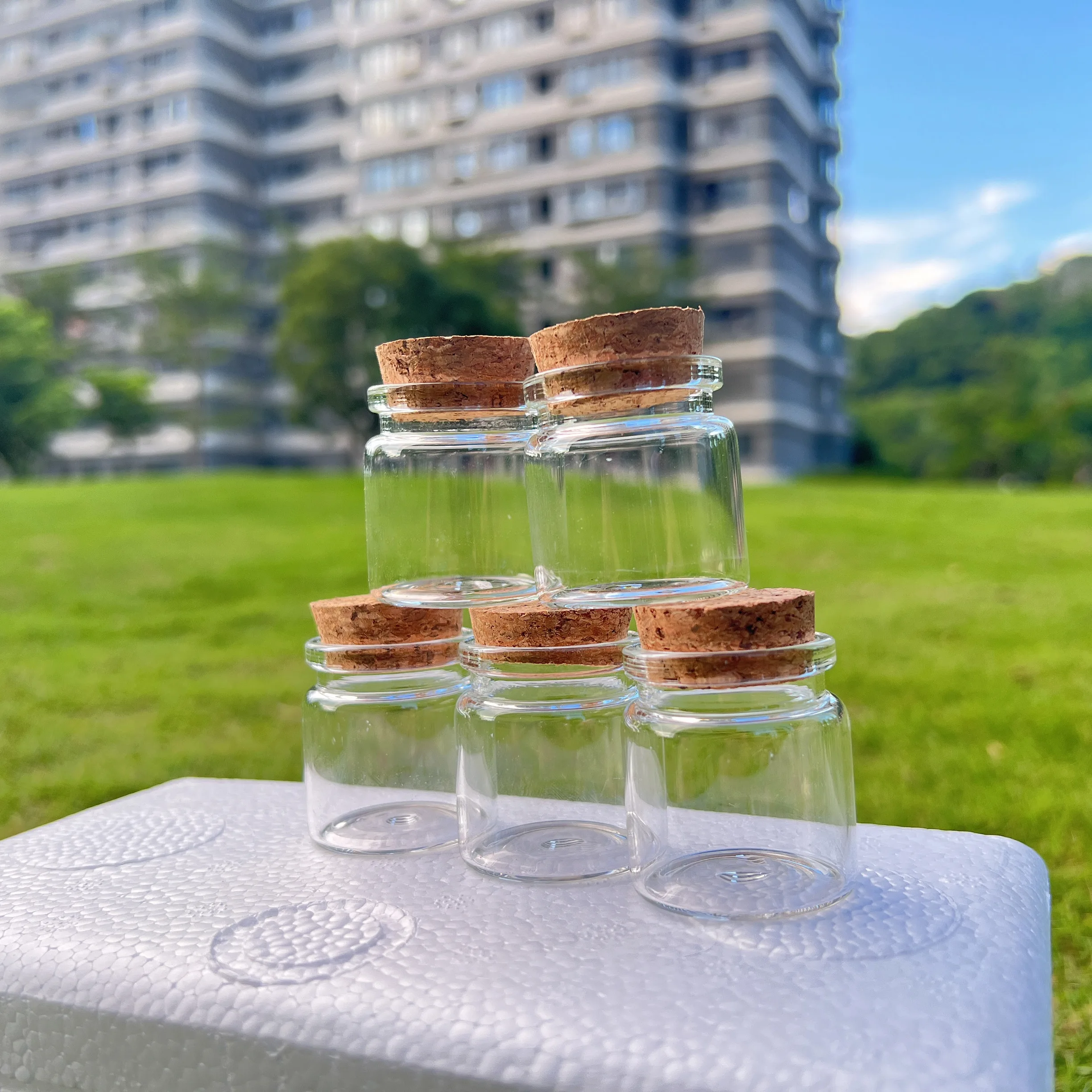 Glass Jars 30 PCS 26*37*40mm 25ml Small Glass Bottles Cork Stoppers DIY Decoration Mini Test tube Glass Vial Wishing Bottles