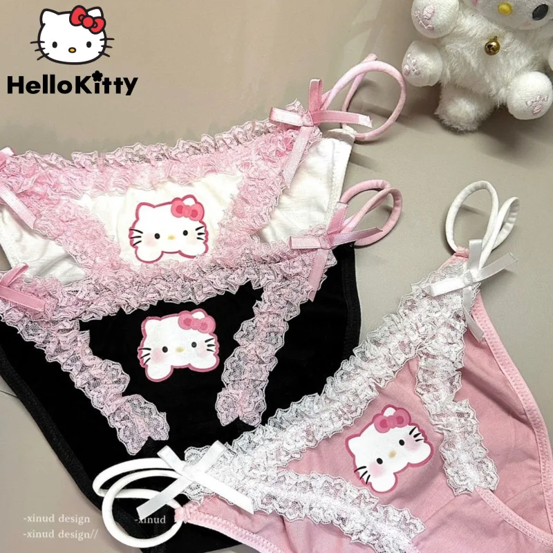 

Sanrio Hello Kitty New Sweet Lace Underpants Women Cartoon Cute Sexy Underwear Y2k Girly Aesthetic Brief Japanese Style Panties