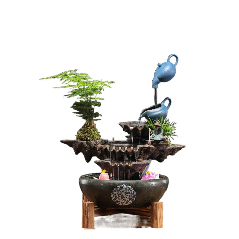 

Creative lucky hanging pot flowing water ornament new Chinese living room desktop decoration water circulation fish tank