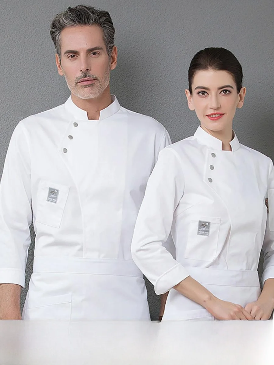 

Мужской и женский комплект униформы повара с длинными рукавами, осенне-зимняя рабочая одежда для пекарни и кухни, влагоотводящая школьная форма