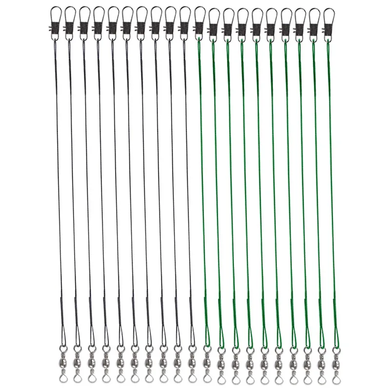 PRO BEROS-sedal de pesca de acero antimordedura, 15cm-30cm, líder de alambre con cierre doble giratorio, accesorio de pesca a presión, correa de núcleo de plomo, 25 uds.