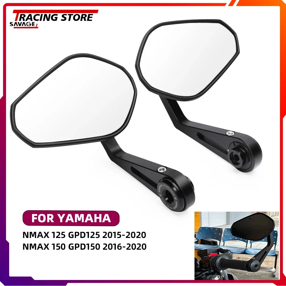 Motorycle Adjustable Rear Side Rearview Mirrors For Yamaha NMax 125 GPD125 150 GPD150 Handle Bar End Handlebar Convex Mirror GPD