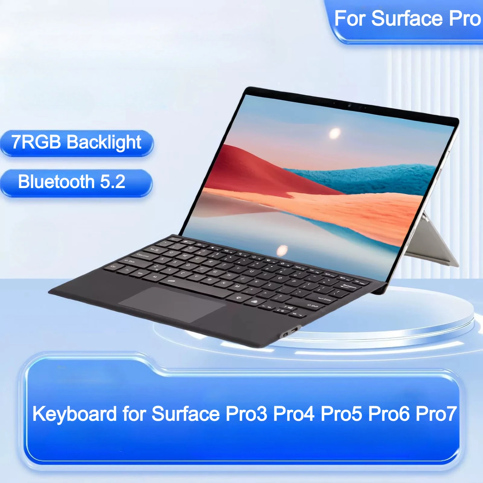 

Backlit Wireless Trackpad Keyboard for Microsoft Surface Pro 3 4 5 6 7 Arabic Russian Spanish Korean Portuguese Funda Keyboard