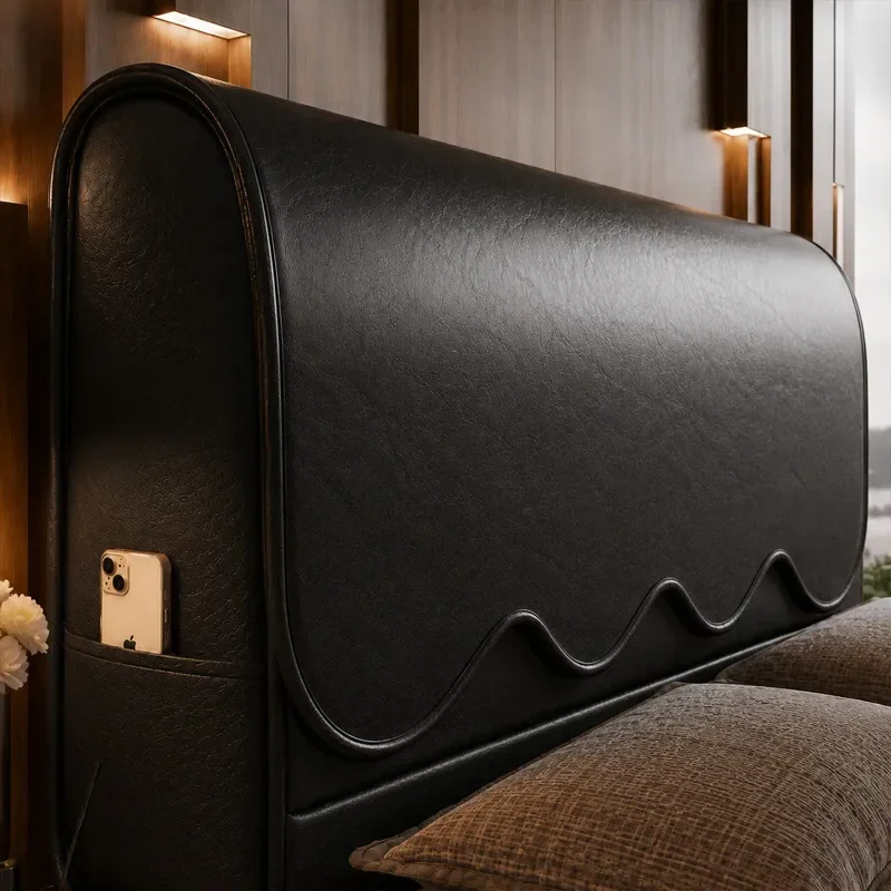 Bedhead Soft Cozy Backrest Dust Cover Leather Anti Cat Scratching Headboard Cover Cloth Three Sided Full Package Bedhead Canopy
