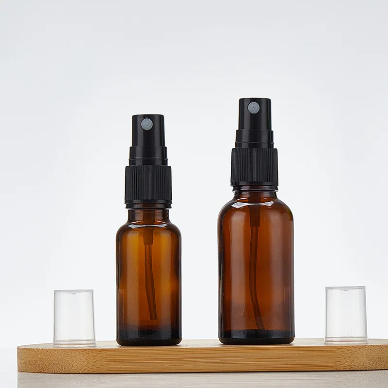 5PCS 5/10/15/20/50/100ml Amber Glass Spray Bottle Essential Oil Atomiser Cosmetic Dispensing Container Portable Travel Bottle