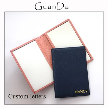 女性と男性のための革のパスポートカバー,カスタム名,ソフト牛革,トラベルケース