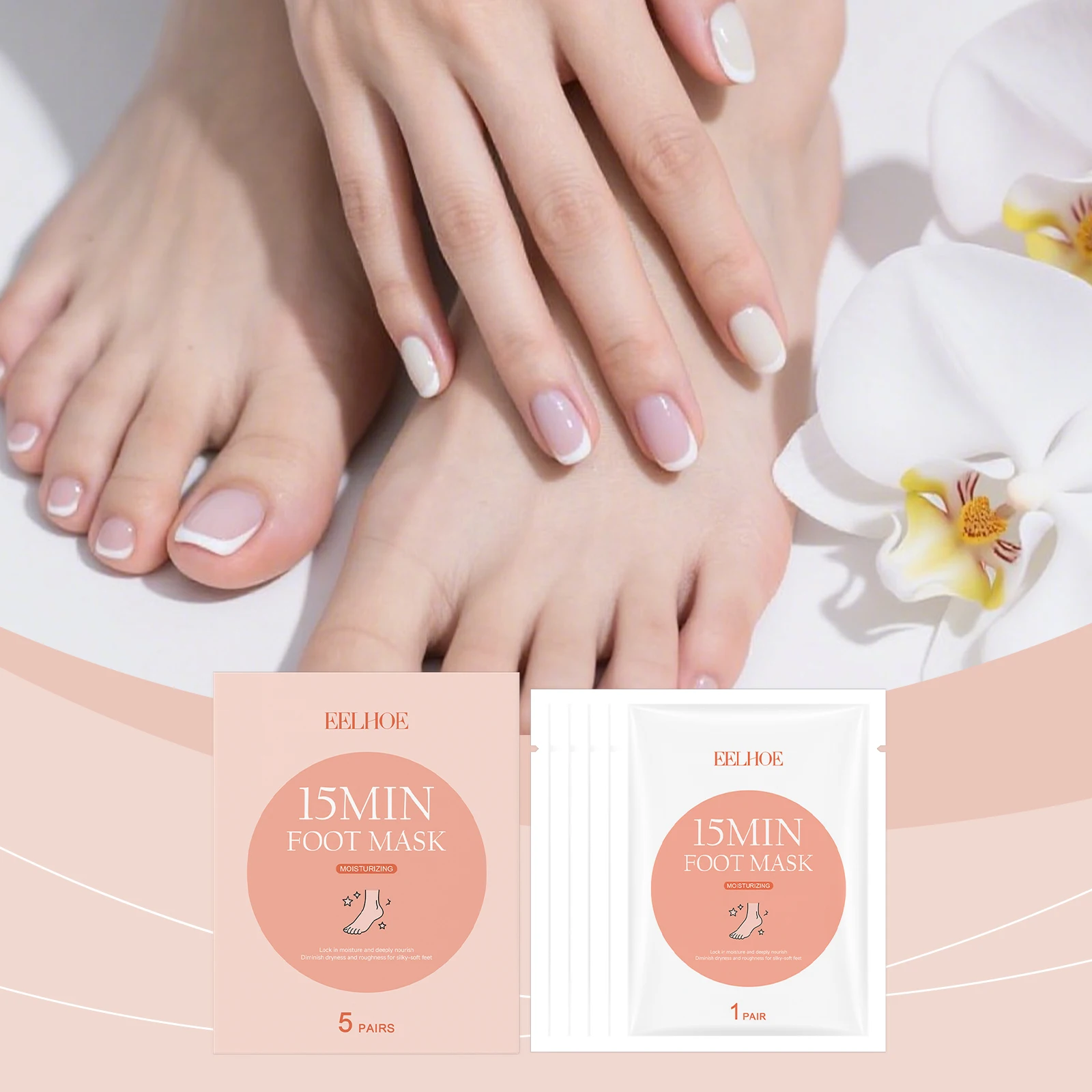 

EELHOE Exfoliating Foot Mask Dry and Cracked Feet Sock Mask Peeling Heels Jojoba Oil Shea Butter Organic Moisturizing Foot Mask