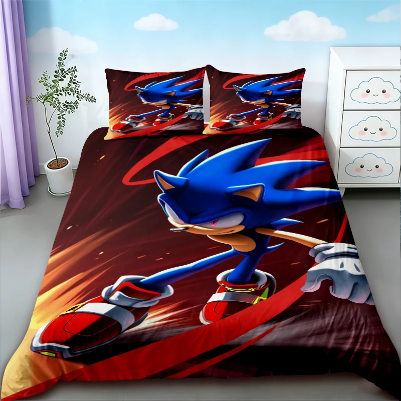 

Boys Sonic Duvet Cover Cartoon Bedding Set Soft and Breathable Quilt Cover Bedroom Home Decor Gifts Single Twin Size
