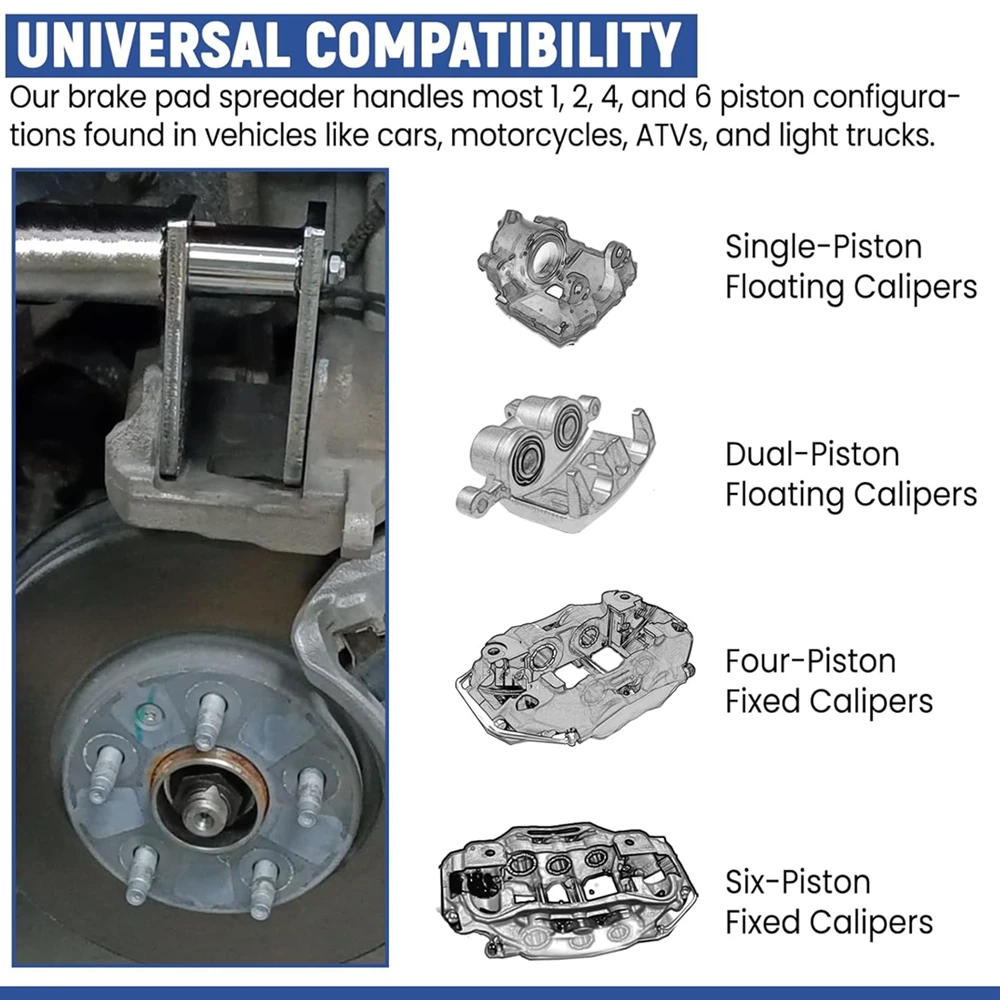 Brake Caliper Tool for most 1, 2, 4, 6 Piston Brake Pad Spreader Heavy Duty Universal Brake Caliper Piston Compression Tool