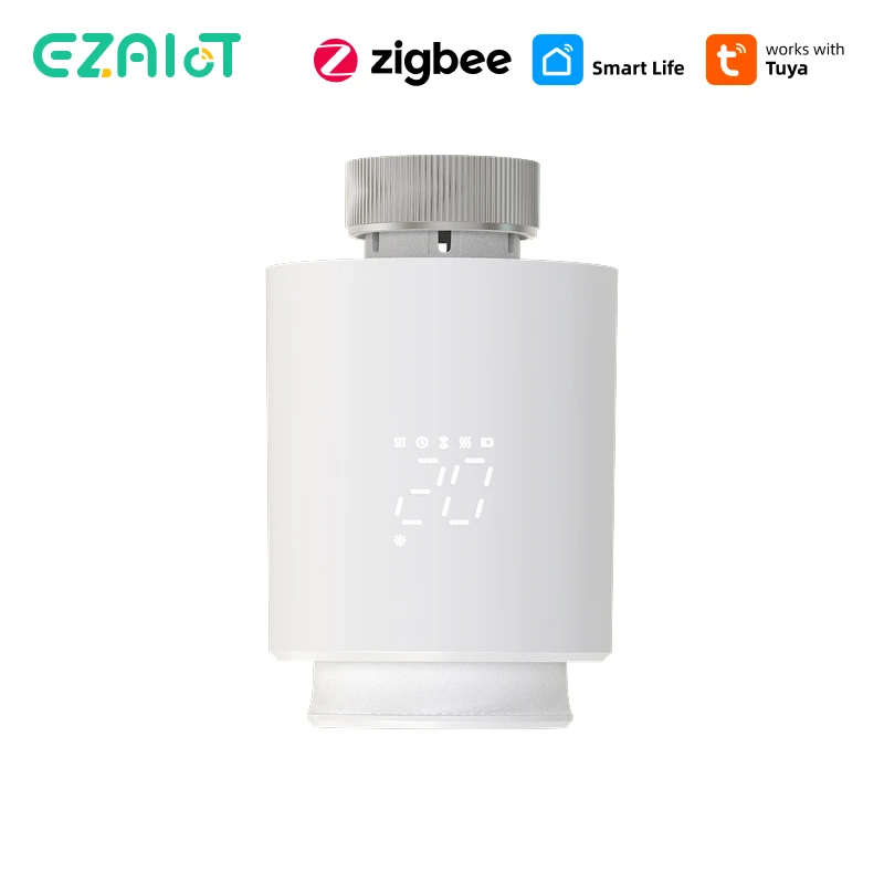 EZAIOT Tuya Smart Zigbee TRV Thermostatic Radiator Valve Actuator Programmable App remote Heating Controller Alexa Google