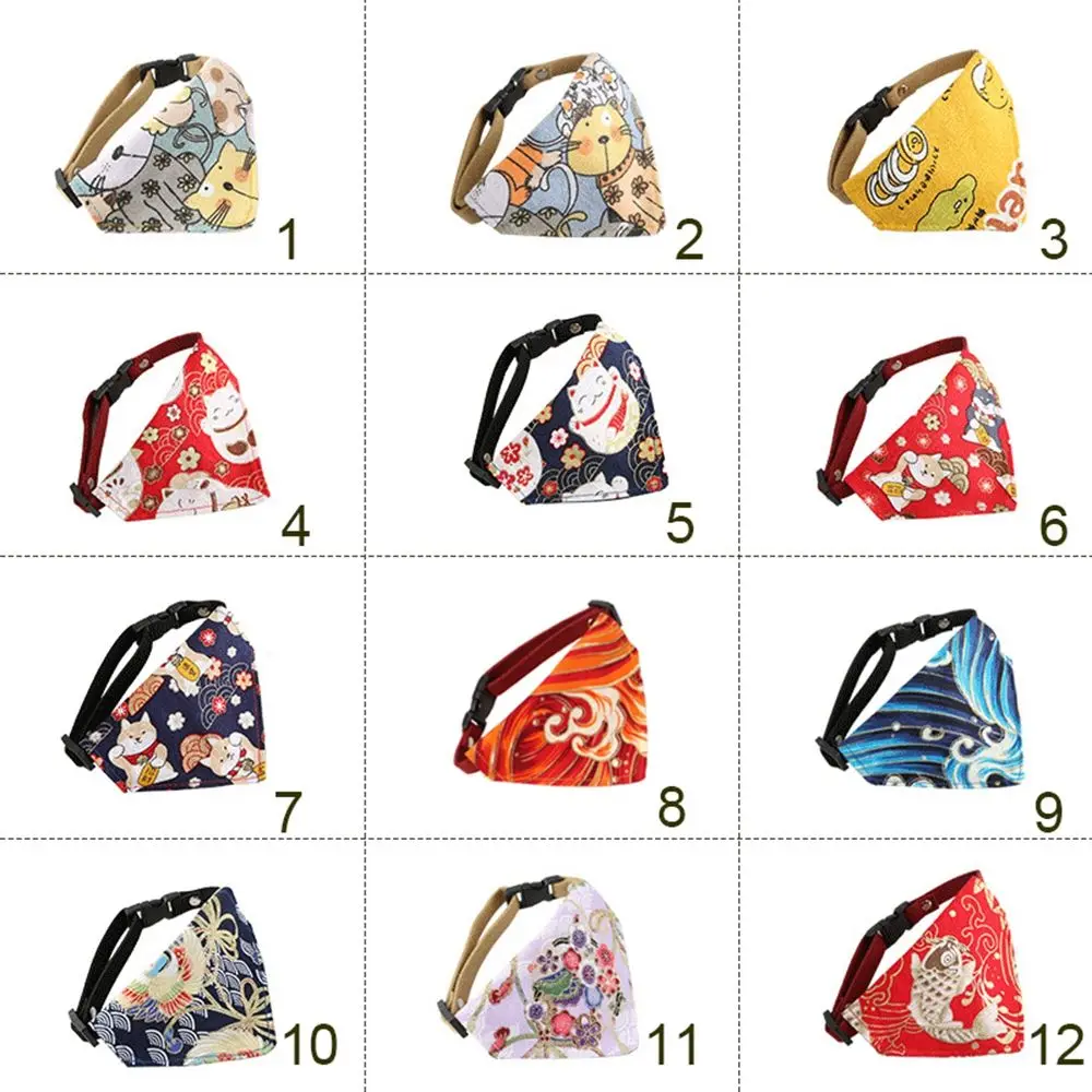 Cartoon Pet Bandana Bow Tie Puppy Kitten Trigon Scarf Adjustable Dog Cat Collar Animal Accessories