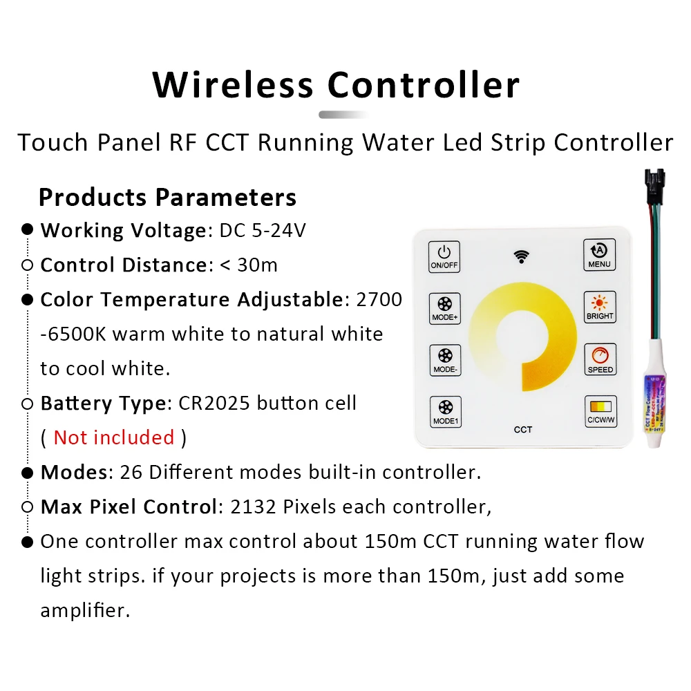 SMD2835 Water Flowing LED Strip Light DC 24V 10M Flex Ribbon Horse Race Chasing Effect 126 Diode CCT Liner Lamp with Touch Panel