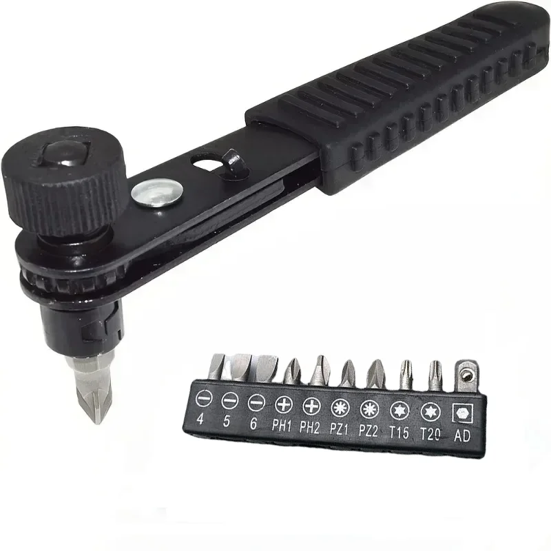 Right Angle Multifunctional Right Angle Close Range Small Ratchet Wrench, Front and Rear Dual-purpose Screwdriver Set