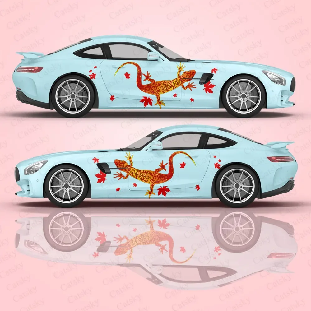 

Colored Gecko Crawl Car Side Sticker Decoration, PVC Waterproof Scratch Resistant Decal, Car Protection, Auto Accessories Gift
