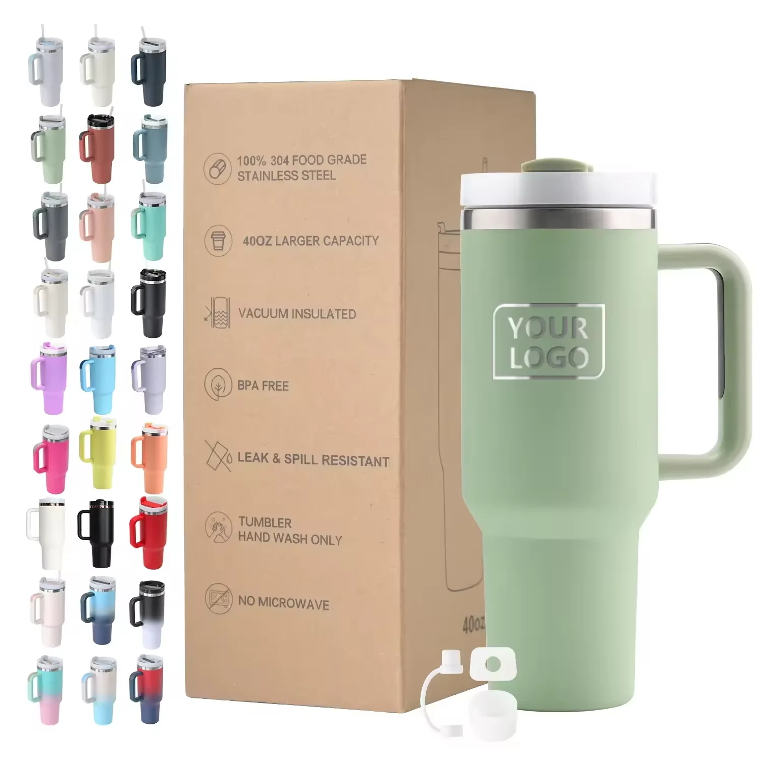 sports water bottle stainless steel coffee milk tea vacuum cup mug travel mug with handle and straw insulated water cup