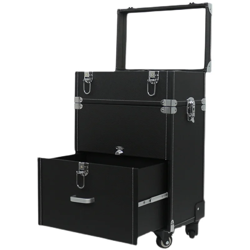 Profissional Nail Art e Tattoo Trolley Case, Iniciante Maquiagem Mala, Simples Beleza Mala, Bordado Tool Box