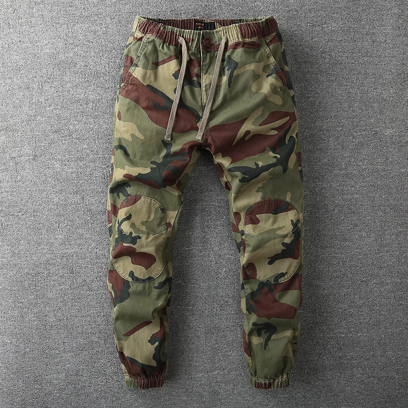 

Spring Autumn New Men's Camo Casual Pants Nine Cent Pants Men's Sports Cargo Pants Elastic Waist Camouflage Trousers For Men