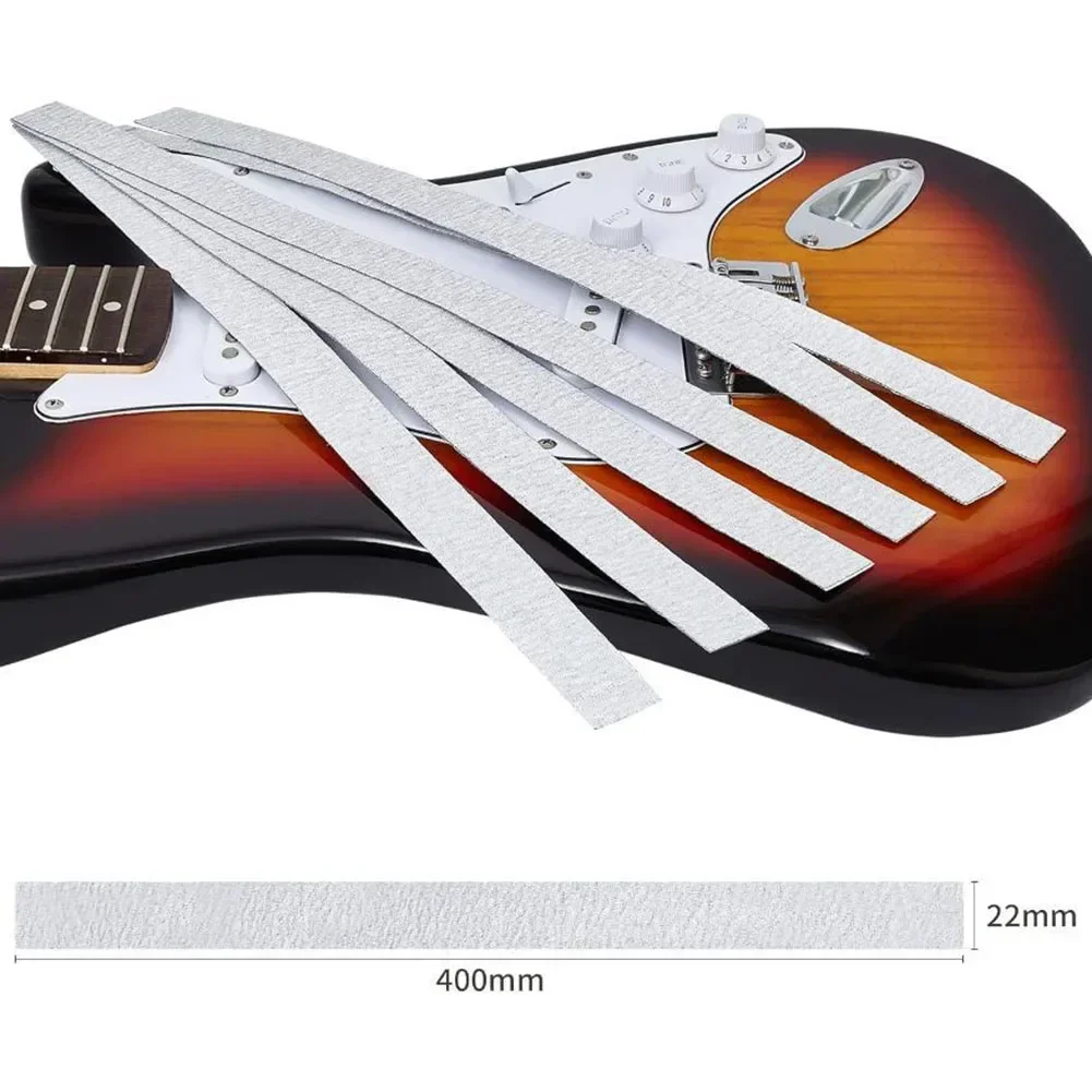 Barra de nivelamento de feixe de traste de pescoço de guitarra, ferramentas luthier com 6 peças de lixa de alumínio, polimento versátil 165g, acessórios de guitarra