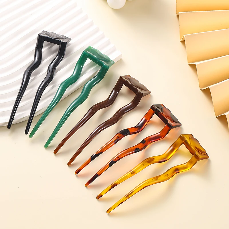 Wsuwka do włosów w kształcie litery U, modna spinka, akrylowa geometryczna ozdoba do włosów, damskie i dziewczęce wsuwki do kucyka, akcesoria do włosów, fryzura.