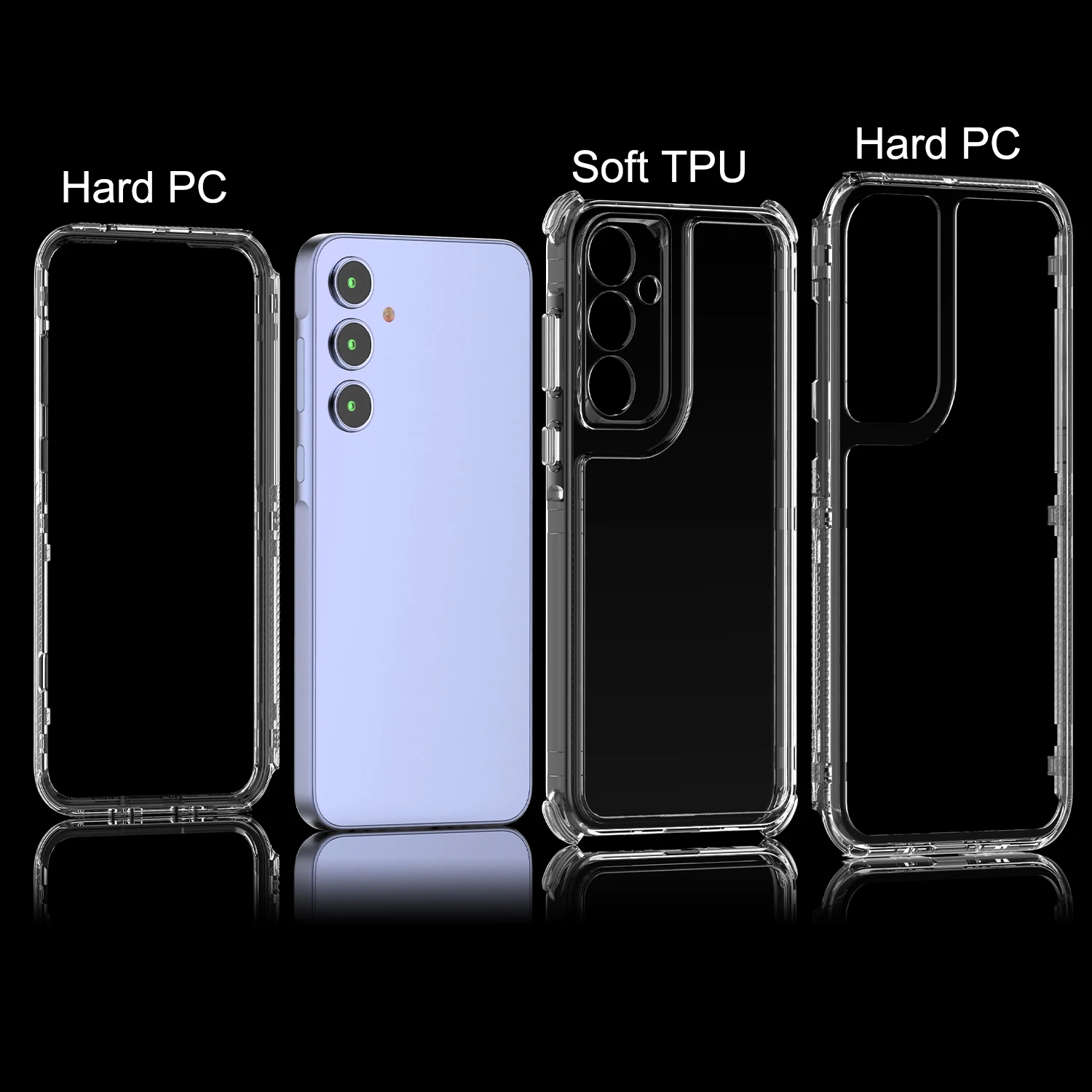 Galaxy A55 5G,A35 Clear Phone Case, 3 in 1 Shockproof Transparent Cases Protective Cover For Samsung A15 4G/5G,A05,A05s Cases