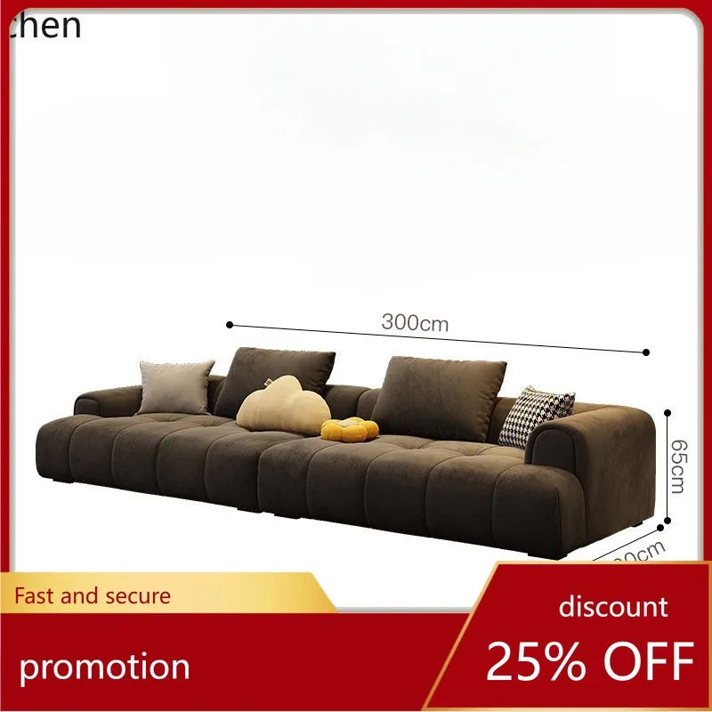

HT fabric sofa modern light luxury small apartment living room straight row cloud puff model