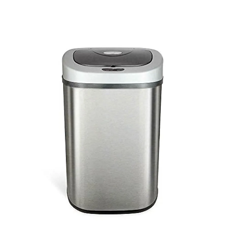 

Automatic touchless kitchen trash can for kitchen bathroom living room and office; stainless steel; silver; motion sensor lid w