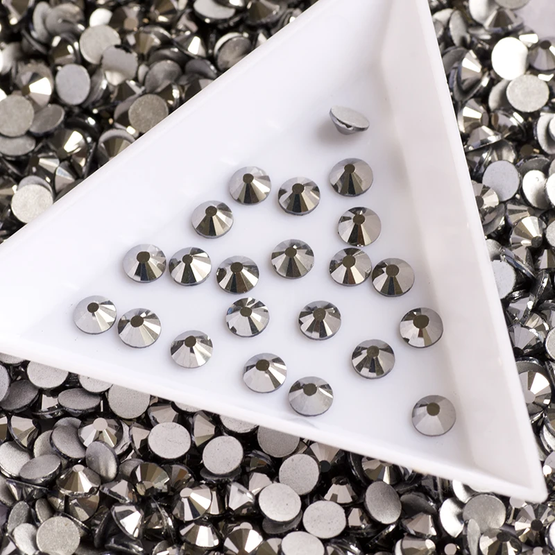 5A Hämatit-Kristall-Strasssteine, flache Rückseite, nicht heißklebend, für Kleidung, DIY-Nagelkunst, Schmuck, Basteldekoration – Detail 5