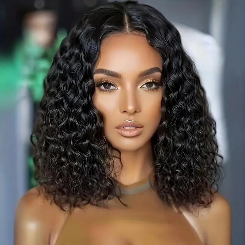 1 Piece Women's Short Brazilian Wavy Wig - No Closure, Deep Wave, Made of Soft & Breathable Synthetic Fiber, Ideal for Daily Wea