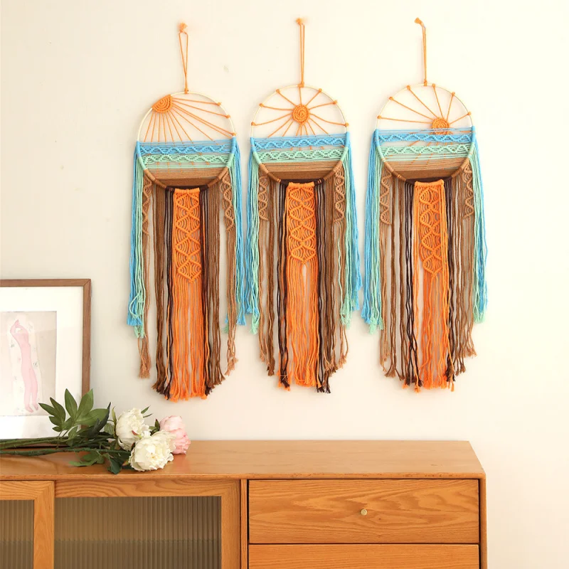 

Weaving Tassel Tapestry Sun Rising And Sunset Wall Hanging Handmade Woven Art Room Living Room Decoration Holiday Gifts