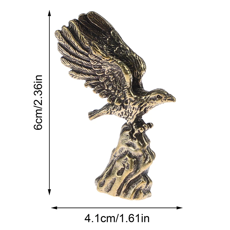 1Pc Antique Copper Eagle Statue Small Ornaments Vintage Brass Animal Figurines Crafts Desk Home Decorations Accessories Gifts