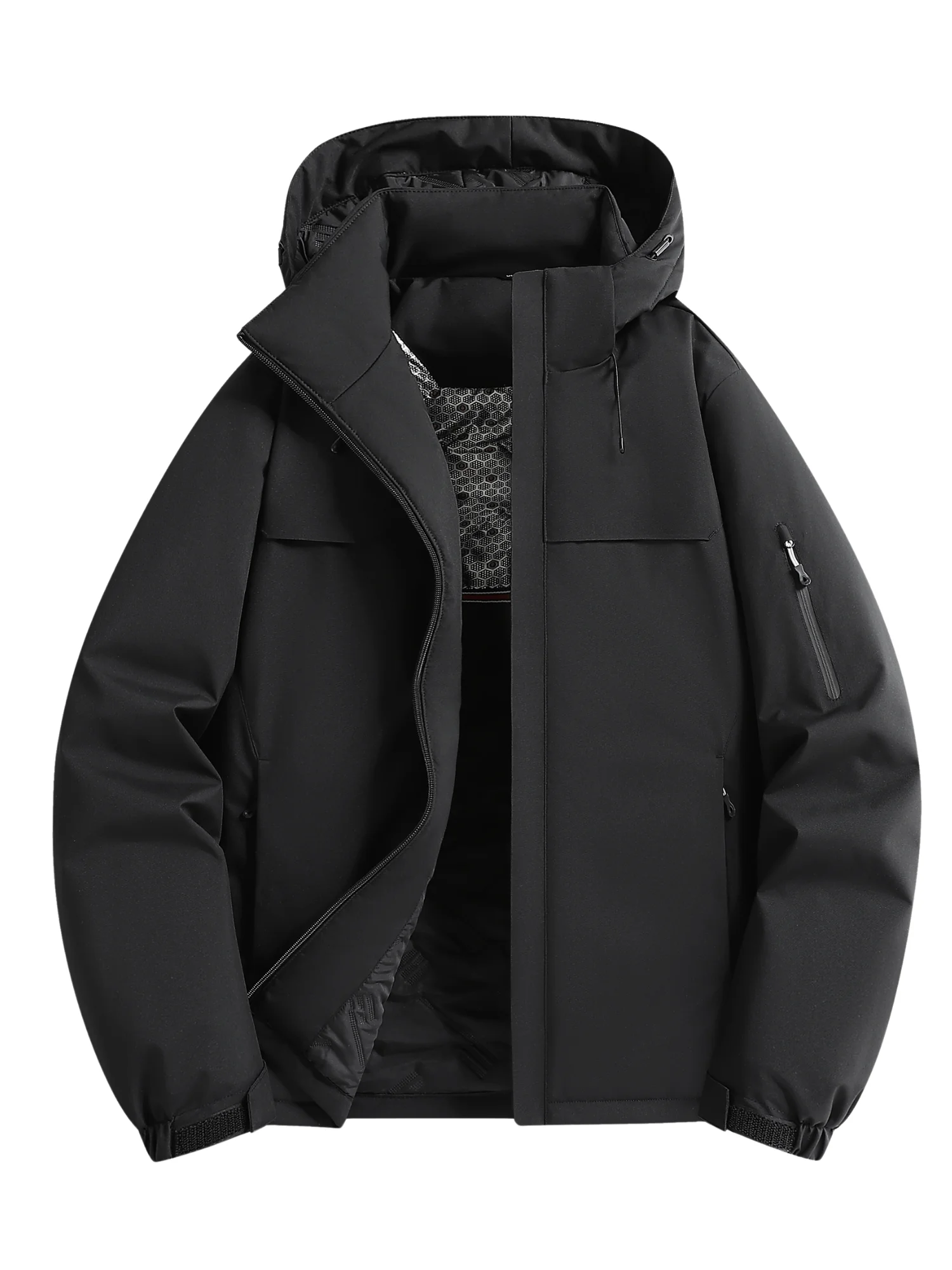 Women's Winter Detachable Hood Jacket with Zippered Pockets, Versatile Windbreaker for Outdoor Sports and Daily Casual Wear