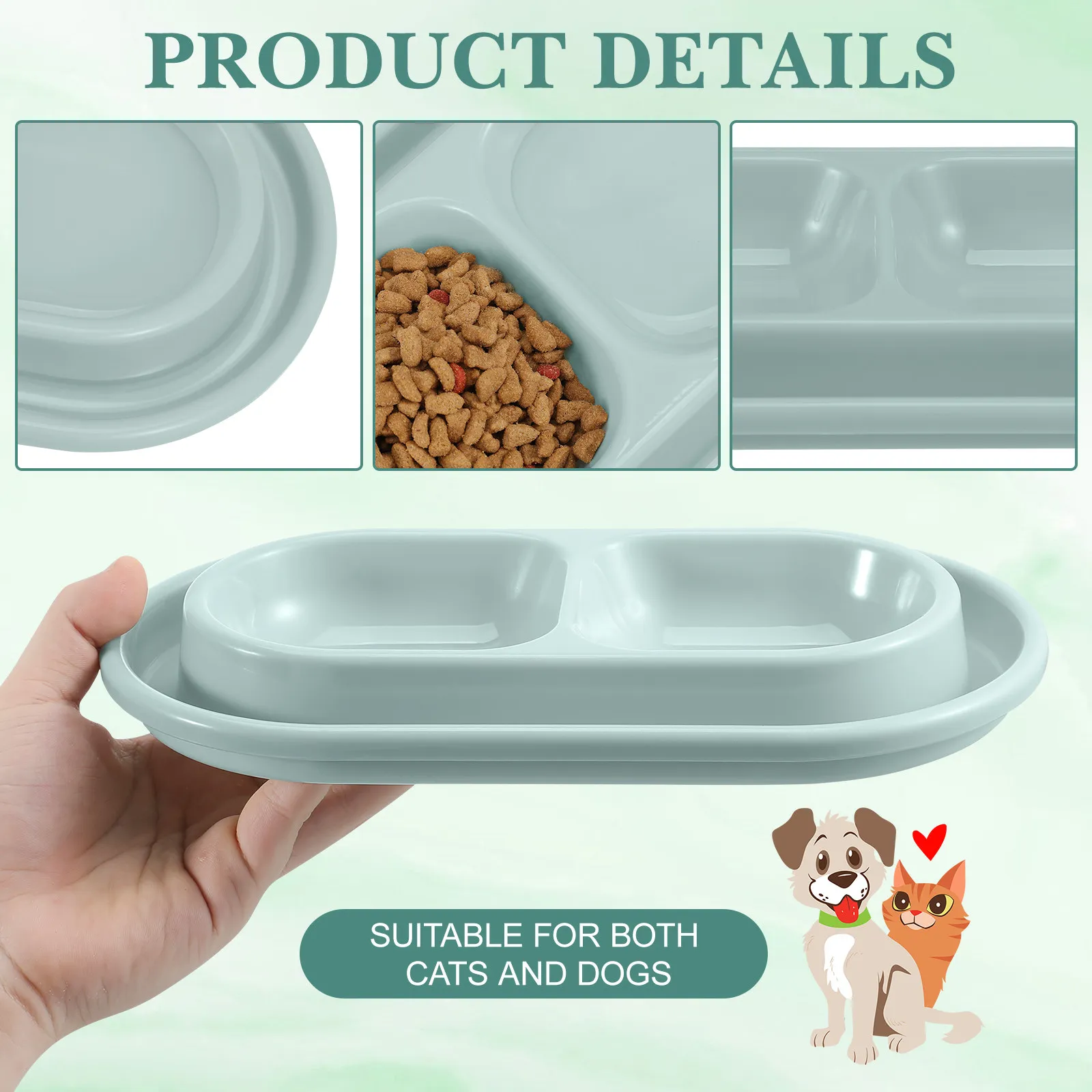 Cat Food and Water Bowl Set Ant Proof Dual Compartment Pet Bowl for Cats Dogs Kitten Puppy Gray Home Decor Friendly