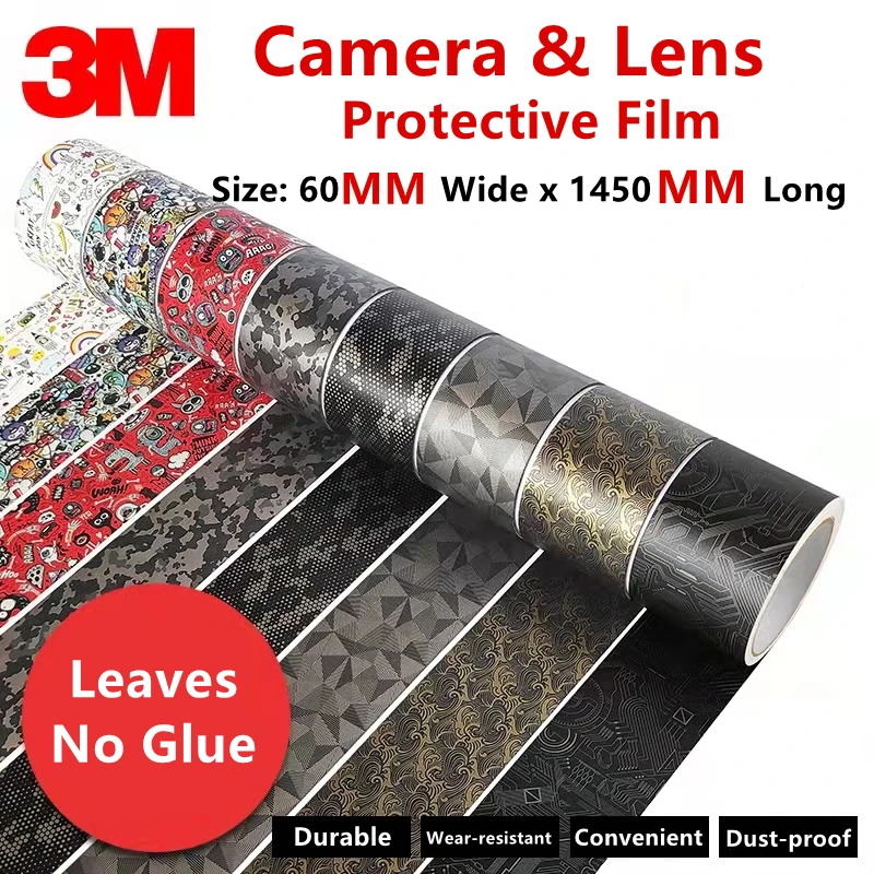 60MM X 1450MM Camera Lens Vinyl Decal Skin Wrap Cover Lens Sticker Cover Case Film 3M Vinyl Film 6CM wide 1.45M long