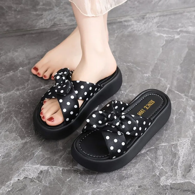 Womens Summer Slippers Women Thick Soled Sloping Heel Slippers Women Fashionable