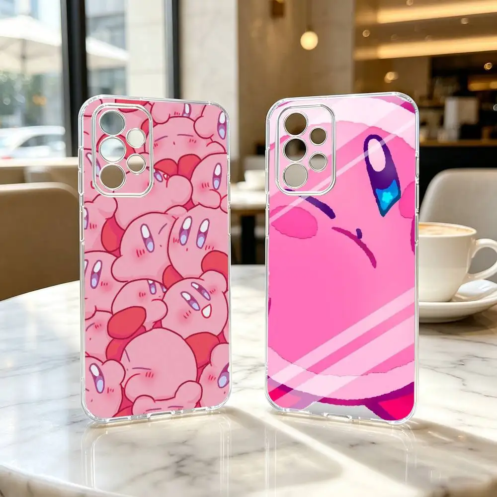 K-Kirbys-PC Cartoon Pink   Phone Case Transparent Silicone Soft For Samsung S25,S24,S21,S22,S23,S30,Ultra,S20,Plus,Fe
