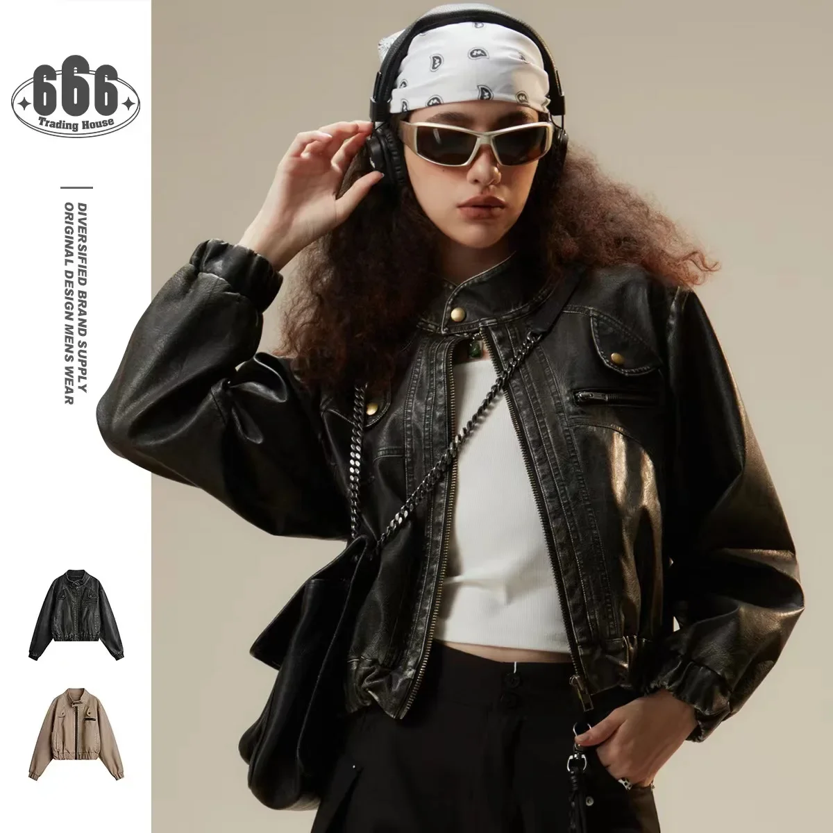 Women Vintage Bomber Jackets Faux Leather Coat Streetwear PU Moto Biker Outerwear Spring Autumn Women Leather Aviator Jackets