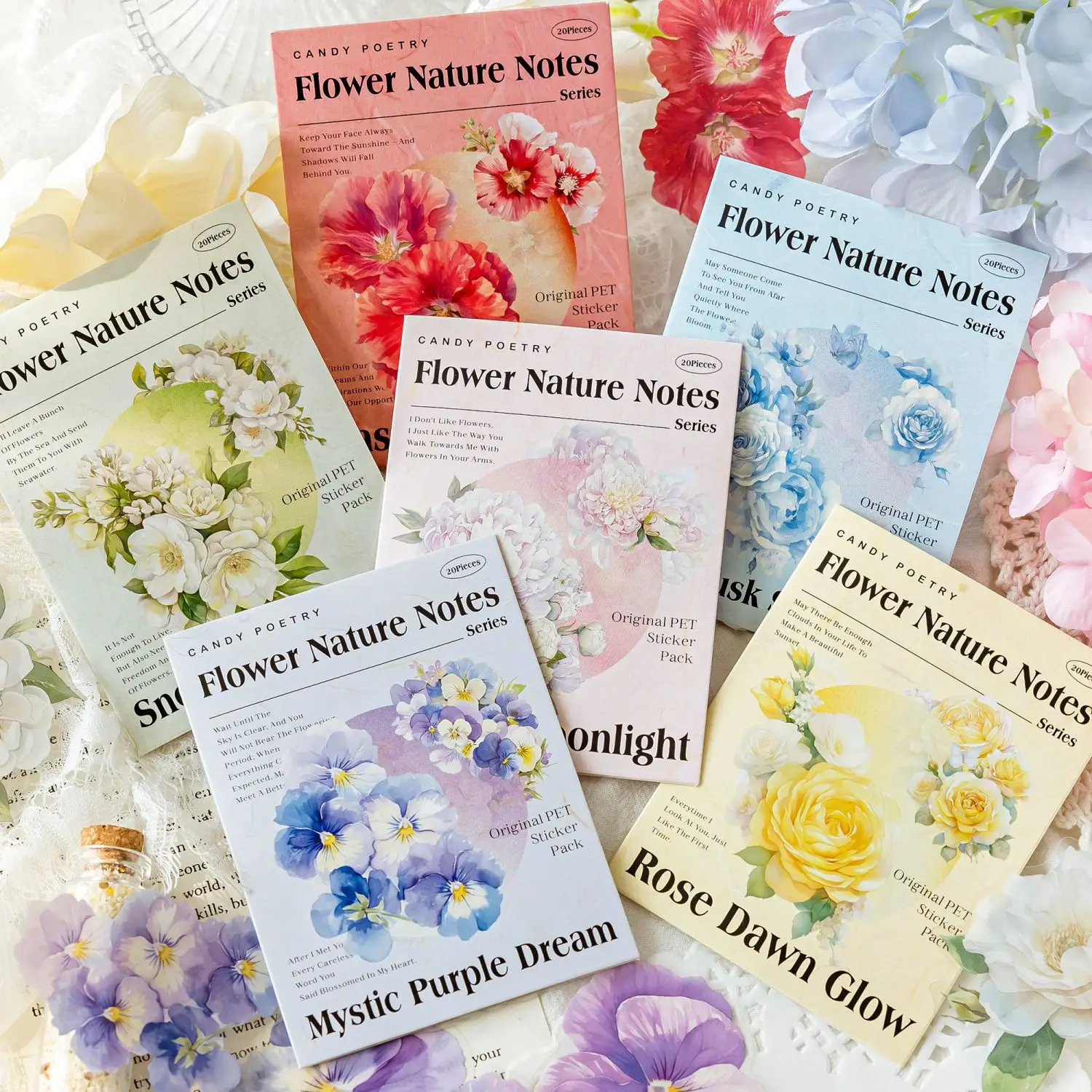 20pcs/1lot Kawaii Scrapbook Stickers Flower Nature Notes Junk Journal Gold Planner Stationery Sticker Planner Decorative